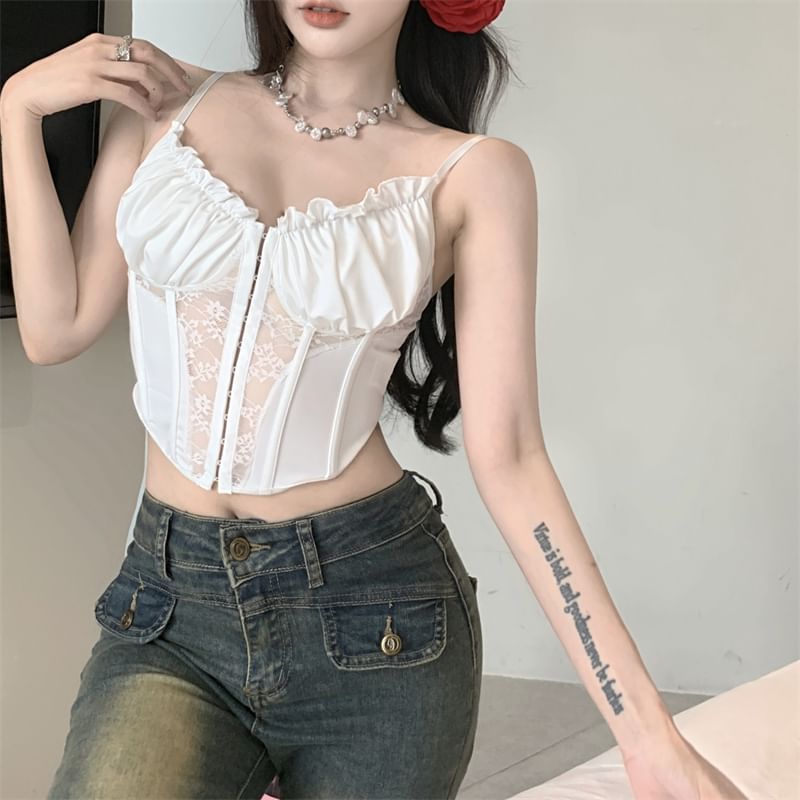 Ruched Lace Bustier Cami Top