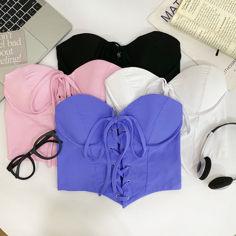 Sweetheart Lace-Up Crop Top