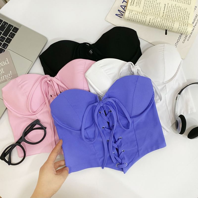 Sweetheart Lace-Up Crop Top