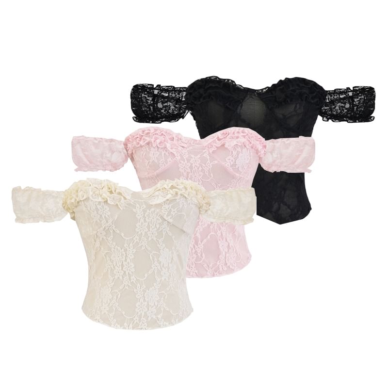 Square Neck Frill Lace Sleeveless Top