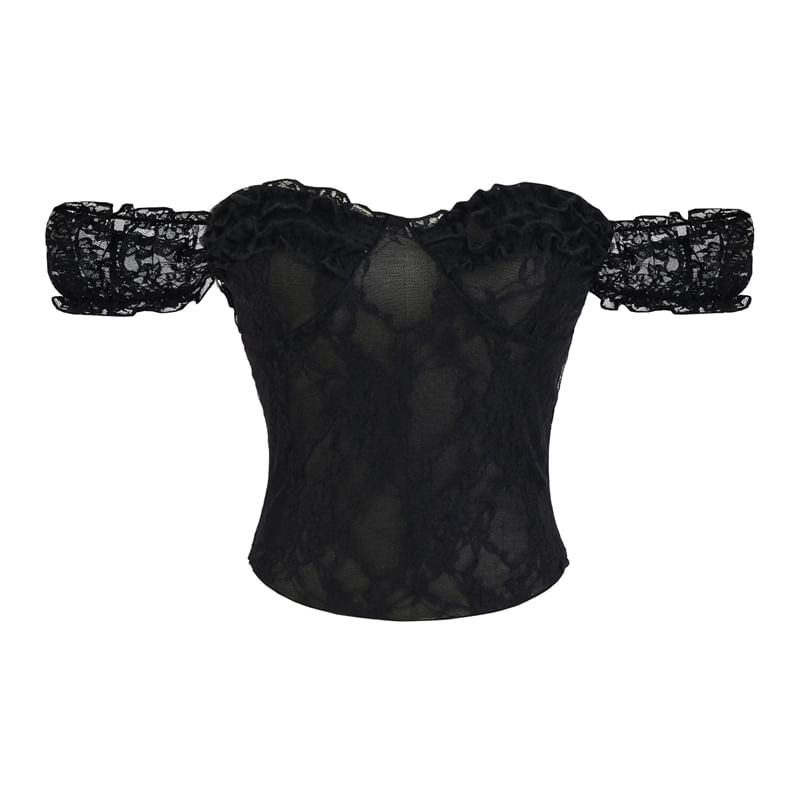 Square Neck Frill Lace Sleeveless Top