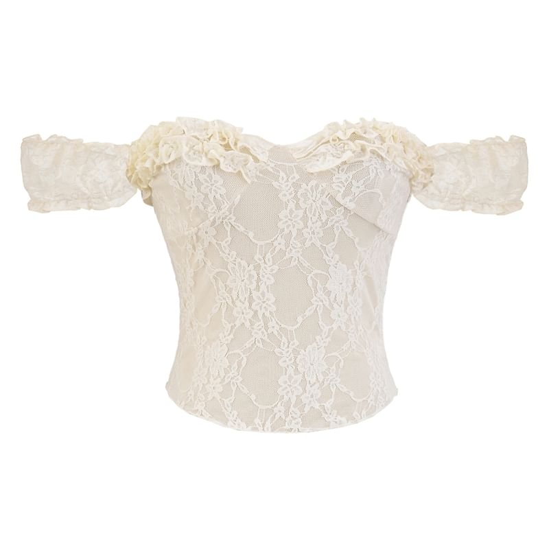 Square Neck Frill Lace Sleeveless Top
