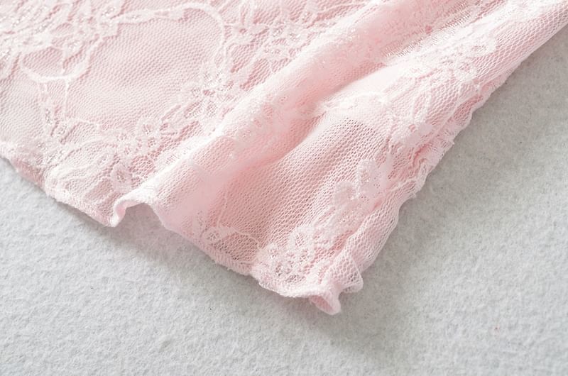 Square Neck Frill Lace Sleeveless Top