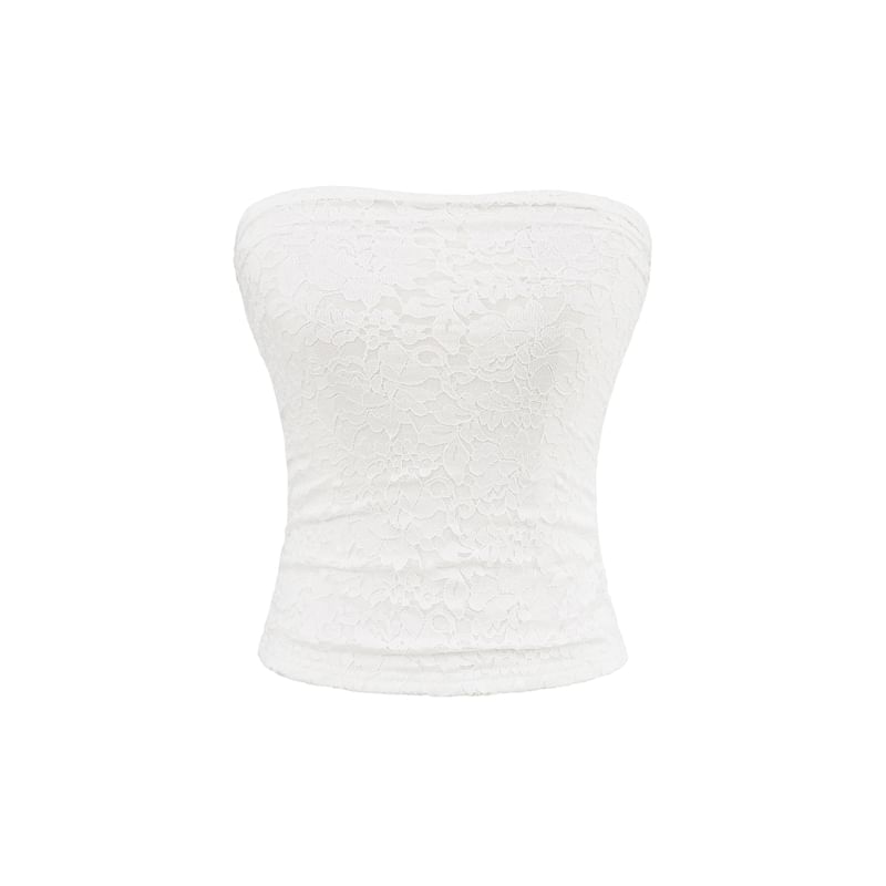 Ruched Lace Tube Cami Top