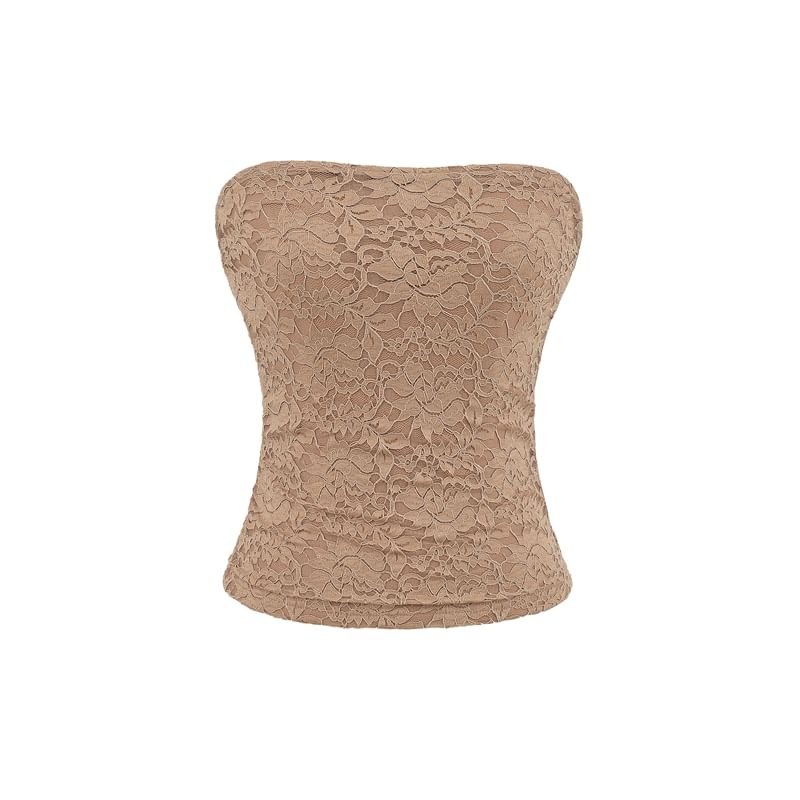 Ruched Lace Tube Cami Top