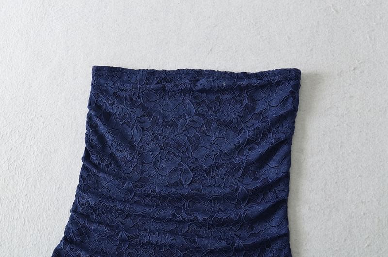 Ruched Lace Tube Cami Top