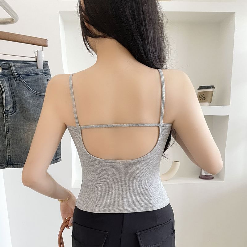 Mock Two-Piece Lace Padded Camisole
