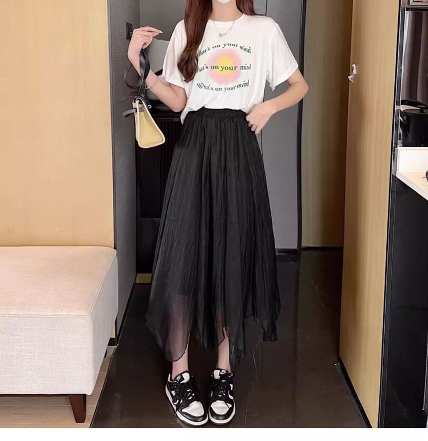 Chiffon A-Line Midi Skirt with High Waist