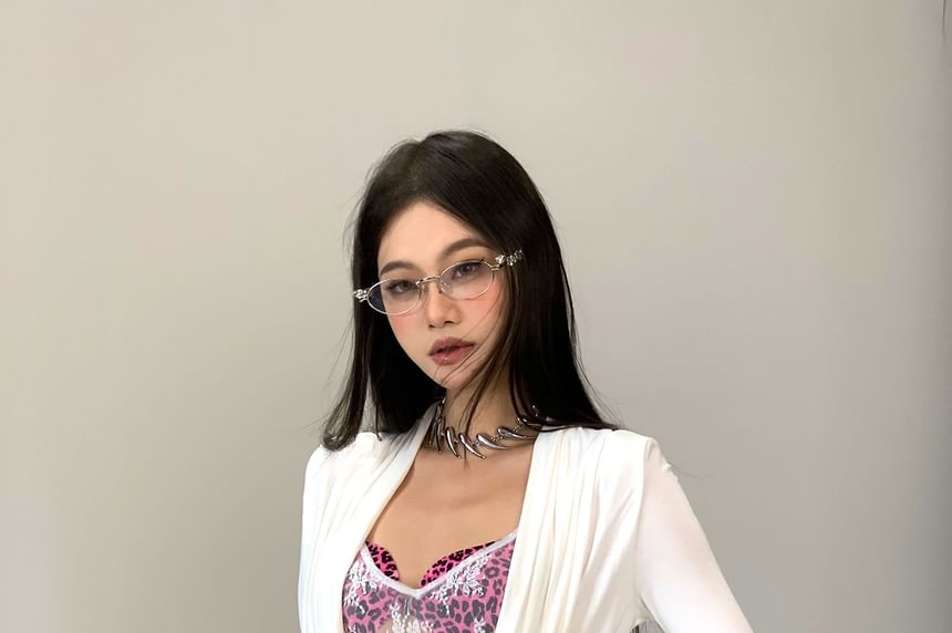 Long Sleeve Ruched Lace Panel T-Shirt