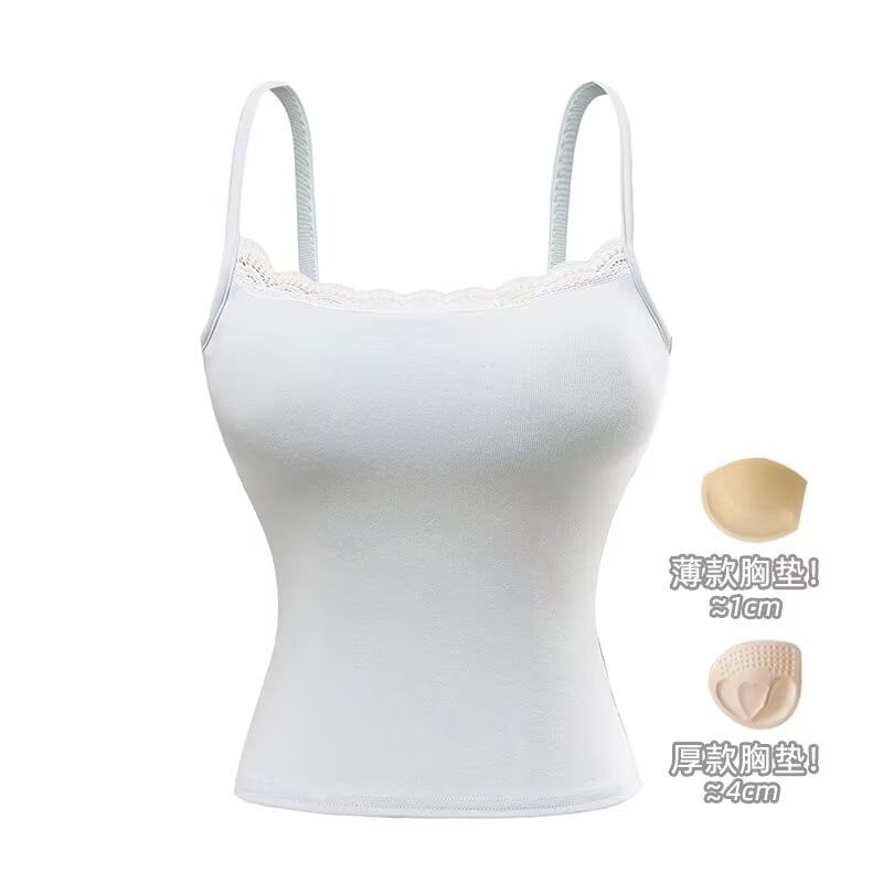 Lace Trim Plain Cami Top
