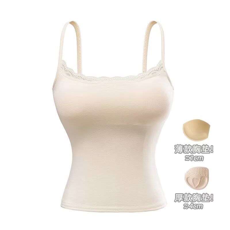Lace Trim Plain Cami Top