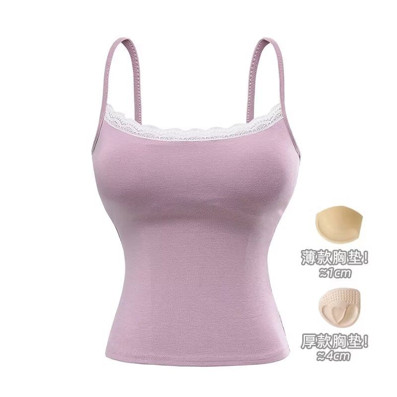 Lace Trim Plain Cami Top