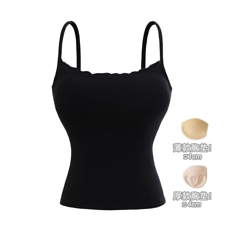 Lace Trim Plain Cami Top