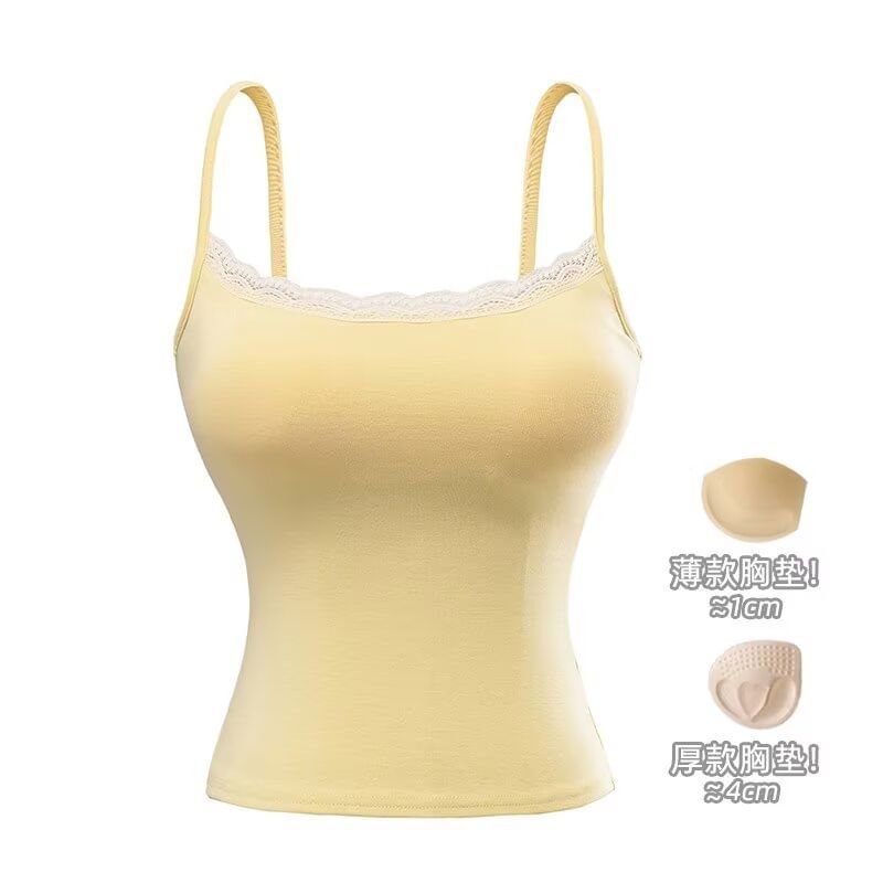 Lace Trim Plain Cami Top