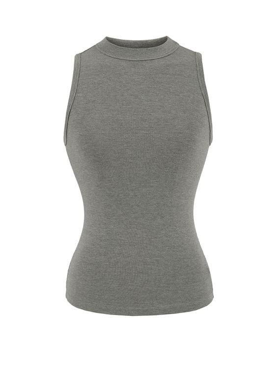 Plain Cropped Crew-Necked Tank Top