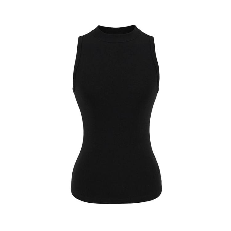 Plain Cropped Crew-Necked Tank Top