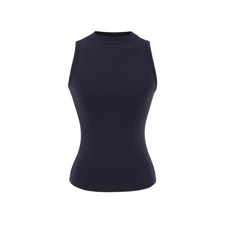 Plain Cropped Crew-Necked Tank Top