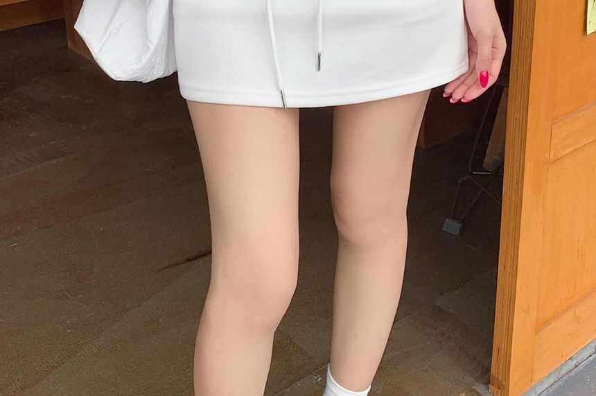 Drawstring High Rise Mini Pencil Skirt