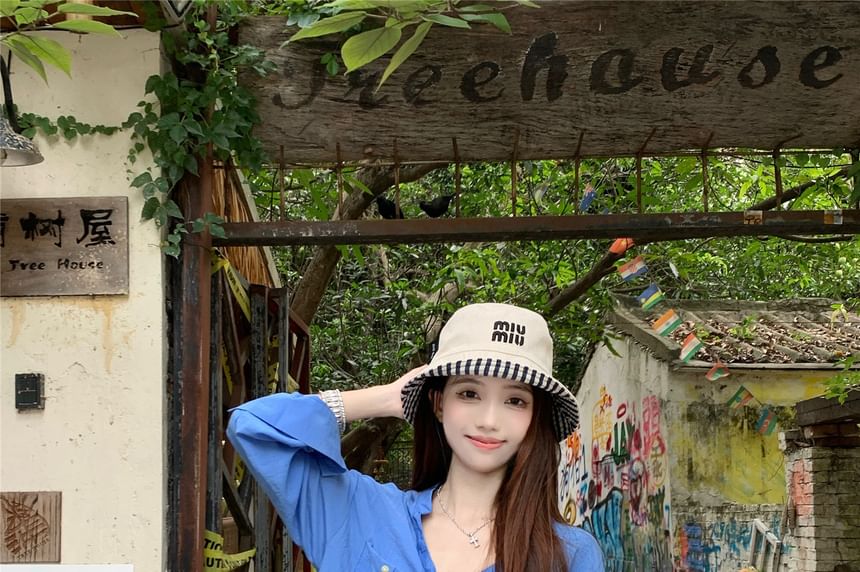 V-Neck Long-Sleeved Loose Shirt & Mini A-Line Skirt Set