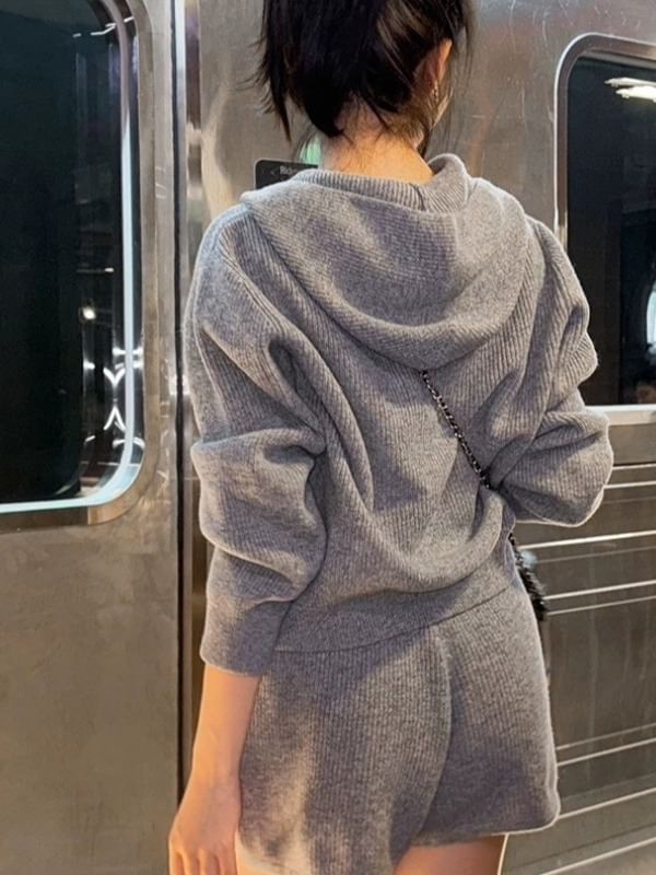 Half-Zip Hooded Knitted Sweater
