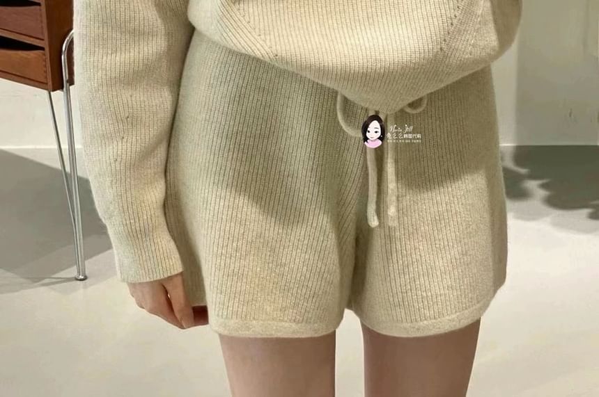 Half-Zip Hooded Knitted Sweater