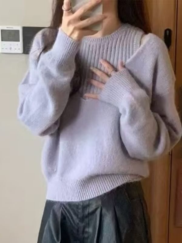Ribbed Knit Tank & V-Neck Sweater Set