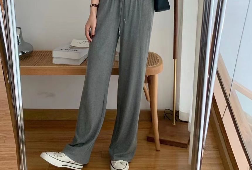Asymmetric Short-Sleeved Crop Top & Drawstring Sweatpants Set