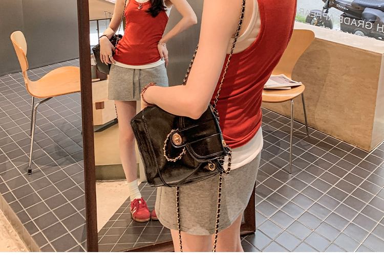 Mock Two-Piece Round-Necked Tank Top