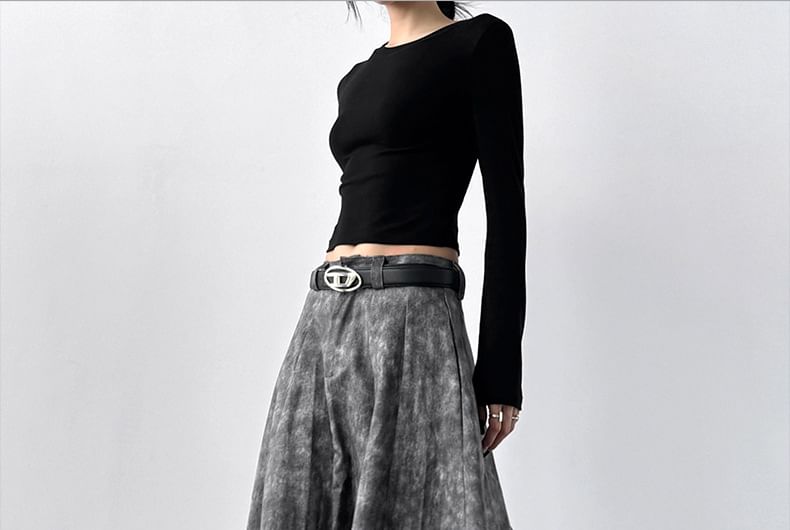 Mid Rise Tie-Dye Panel A-Line Maxi Skirt