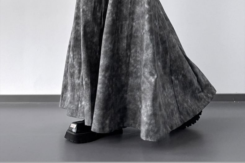 Mid Rise Tie-Dye Panel A-Line Maxi Skirt