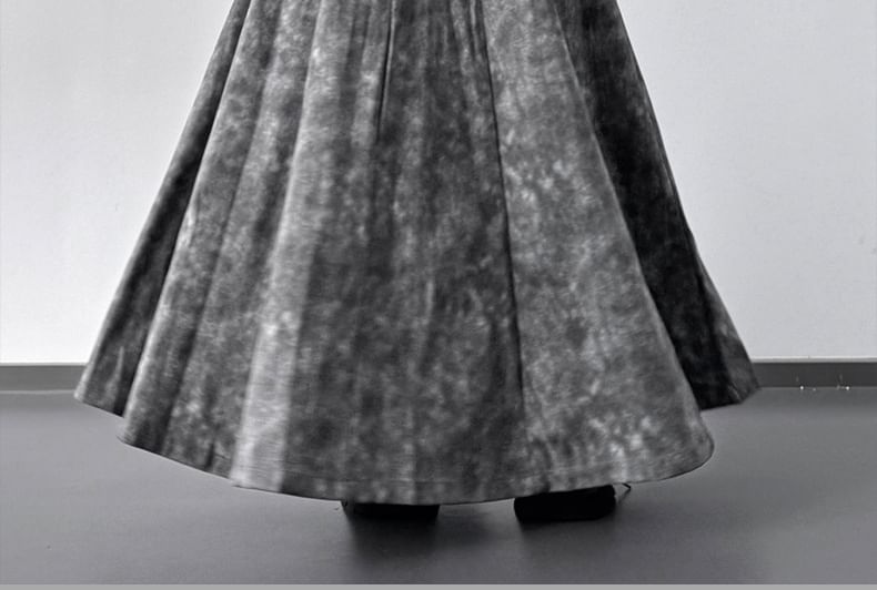 Mid Rise Tie-Dye Panel A-Line Maxi Skirt