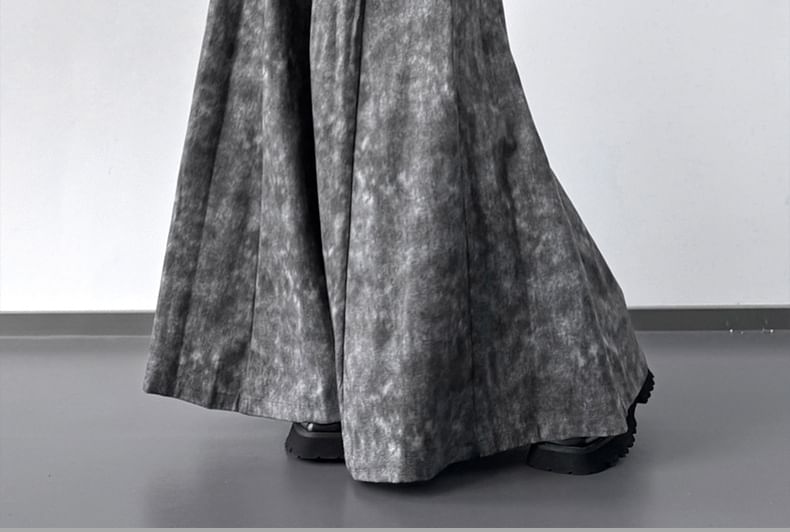Mid Rise Tie-Dye Panel A-Line Maxi Skirt