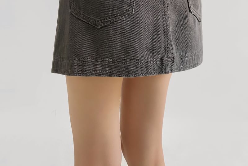 Mini Denim A-Line Skirt with High Waist