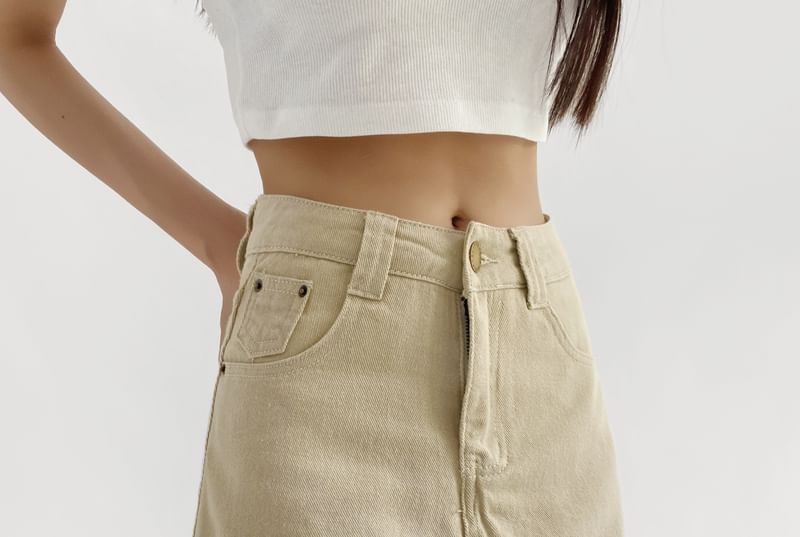 Mini Denim A-Line Skirt with High Waist