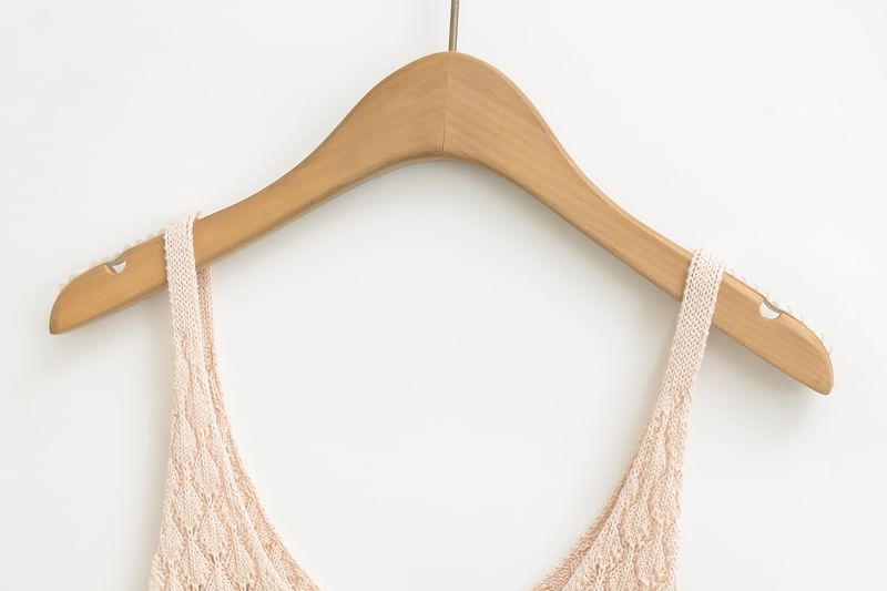 Pointelle Knit V-Neck Solid Camisole Top