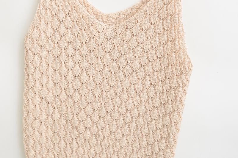 Pointelle Knit V-Neck Solid Camisole Top