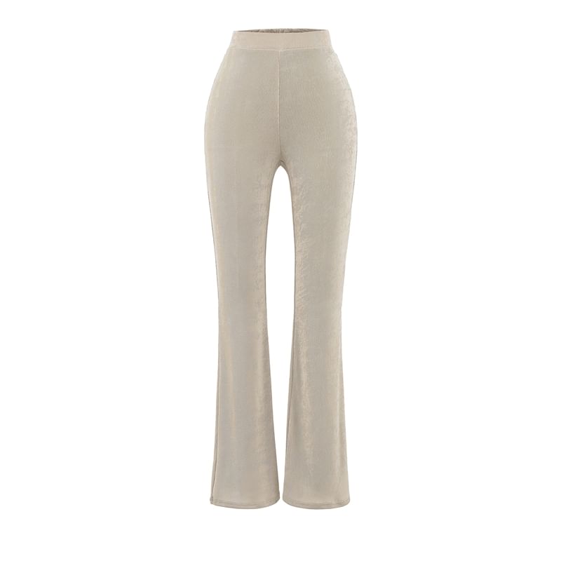 Open-Front Cardigan & Cami & Flared High-Waisted Pants Set