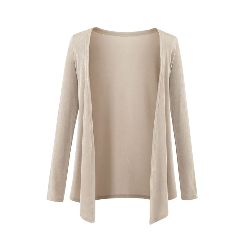 Open-Front Cardigan & Cami & Flared High-Waisted Pants Set