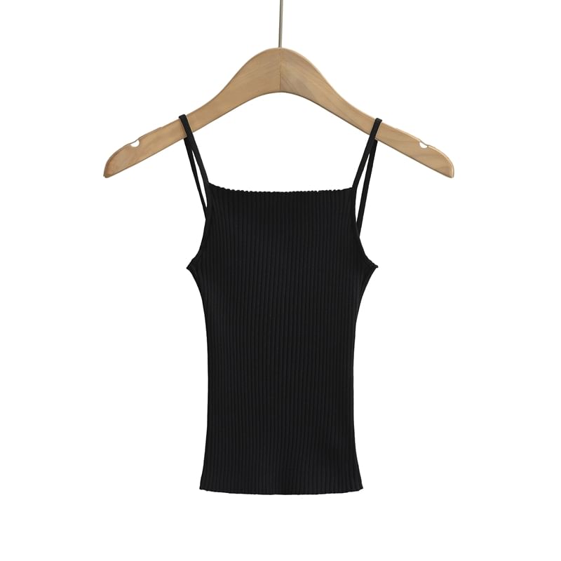 Ribbed Knitted Plain Cami Top