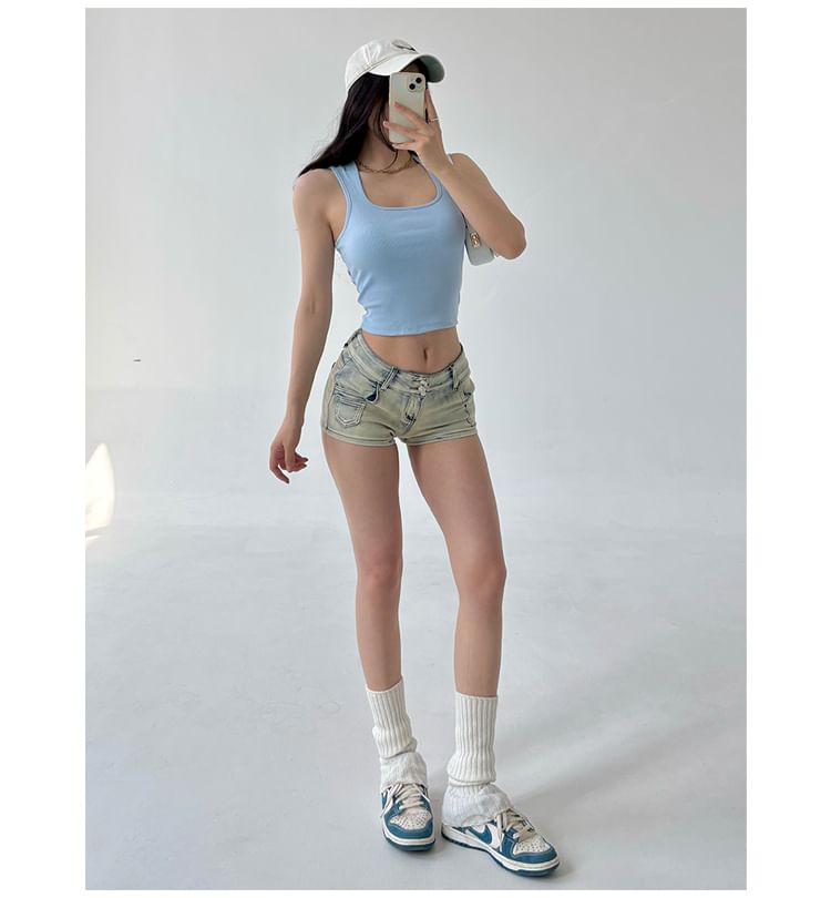 Relaxed V-Neck Long-Sleeved Solid Shirt with Wide-Leg Mini Shorts
