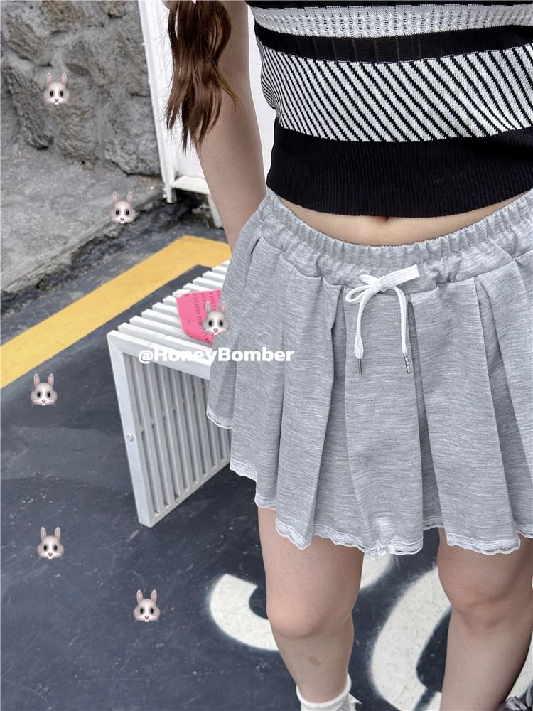 High Rise Mini Pleated Skirt Plain