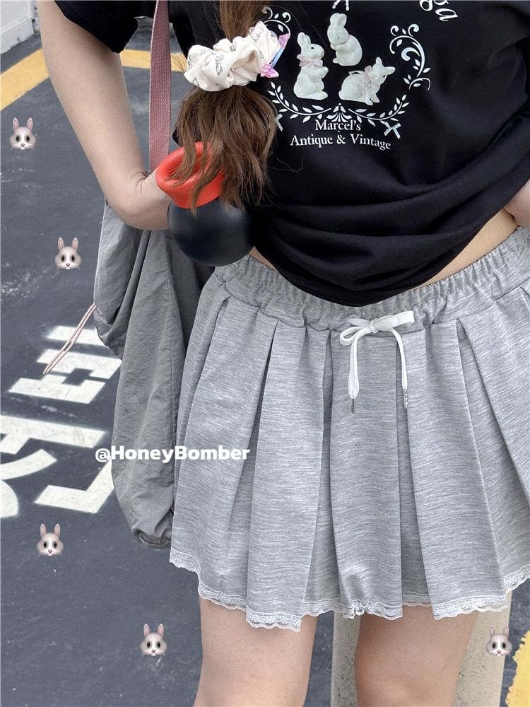 High Rise Mini Pleated Skirt Plain