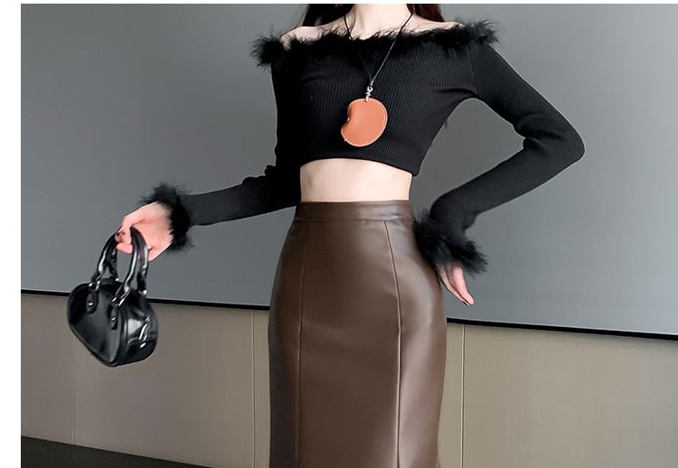 High Waist Faux Leather Fishtail Maxi Skirt