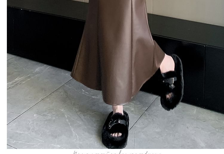 High Waist Faux Leather Fishtail Maxi Skirt