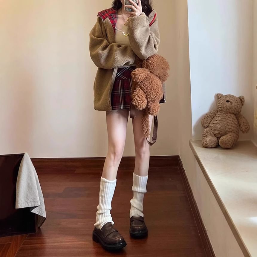 Plaid Mini Pleated Skirt High Waist