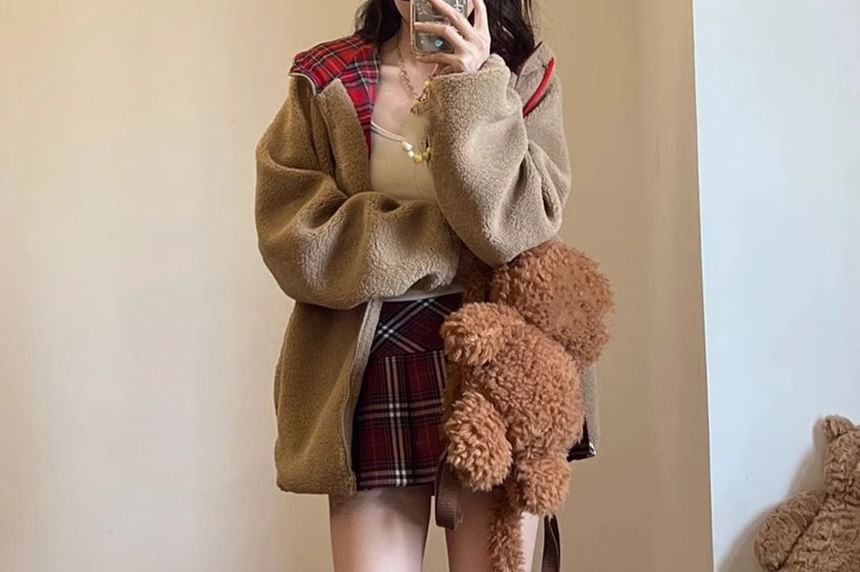 Plaid Mini Pleated Skirt High Waist