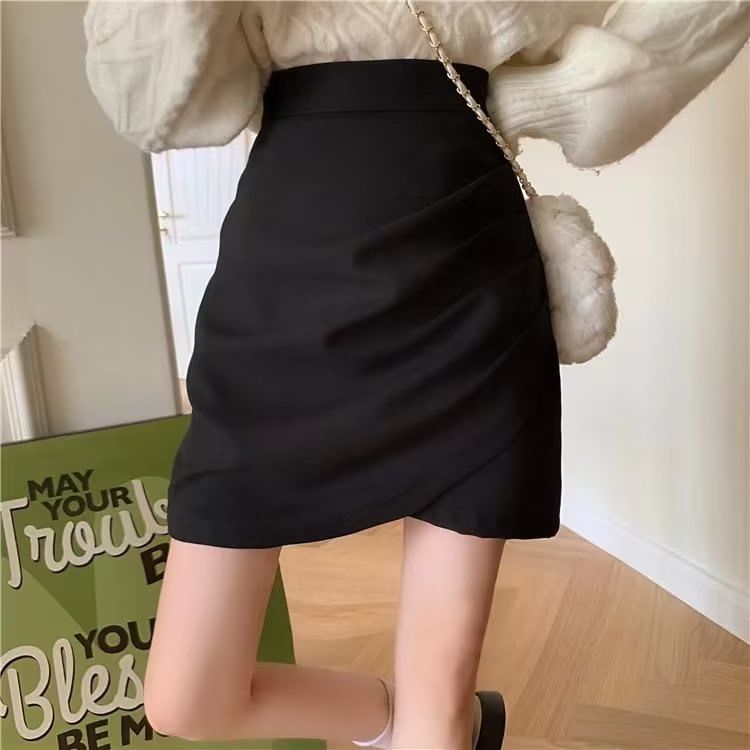 High Waist Mini Pencil Skirt Plain