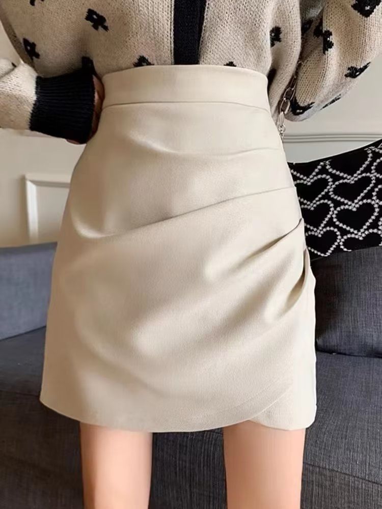 High Waist Mini Pencil Skirt Plain
