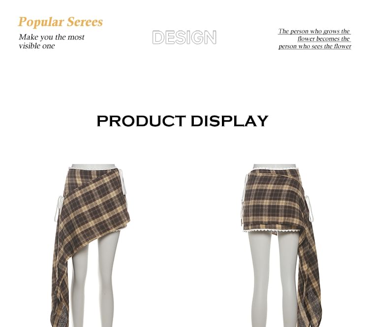 Plaid Lace Up Cami and Asymmetrical Mini Skirt