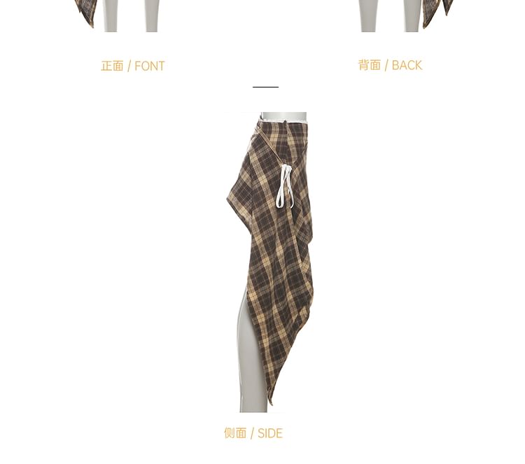 Plaid Lace Up Cami and Asymmetrical Mini Skirt